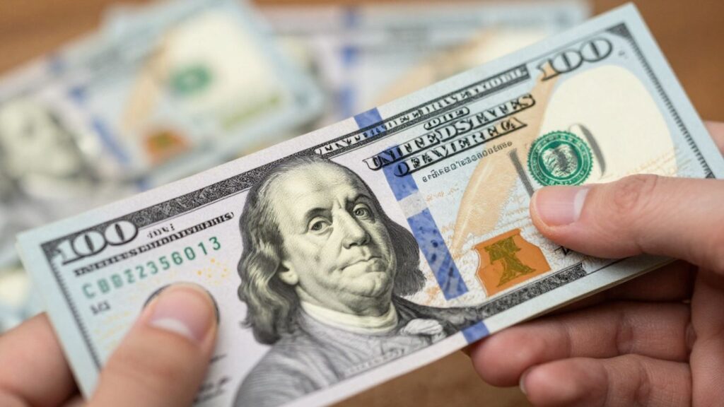 Dinero en efectivo en una mano.